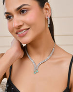 Thumbnail for Jewels Nest Mint Green Diamond-Style Necklace Set With Drop Earrings - Distacart