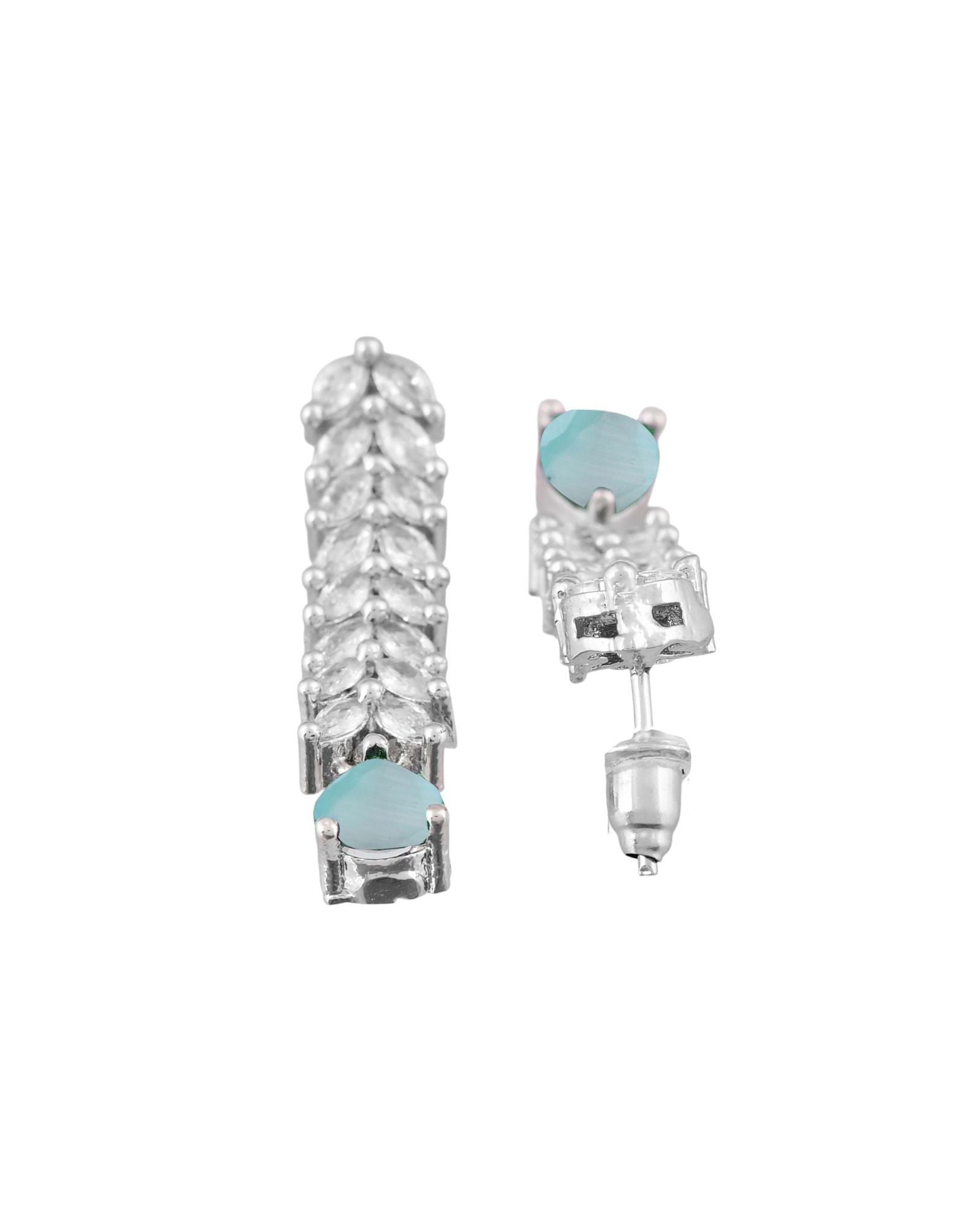 Jewels Nest Mint Green Diamond-Style Necklace Set With Drop Earrings - Distacart