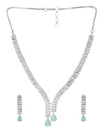 Thumbnail for Jewels Nest Mint Green Diamond-Style Necklace Set With Drop Earrings - Distacart