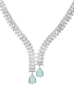 Thumbnail for Jewels Nest Mint Green Diamond-Style Necklace Set With Drop Earrings - Distacart