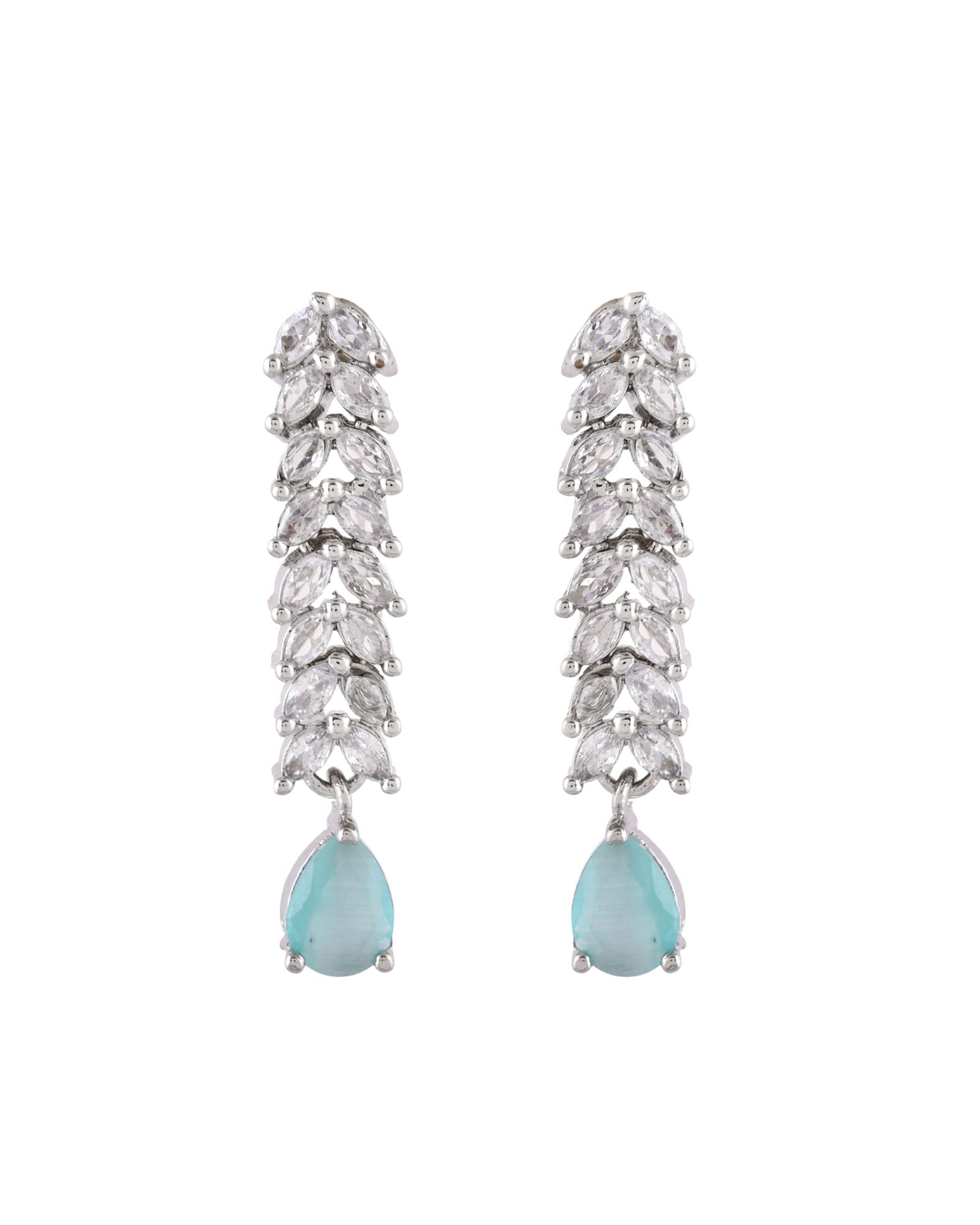 Jewels Nest Mint Green Diamond-Style Necklace Set With Drop Earrings - Distacart
