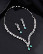 Thumbnail for Jewels Nest Mint Green Diamond-Style Necklace Set With Drop Earrings - Distacart
