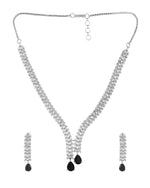 Thumbnail for Jewels Nest Black Stone Diamond-Style Necklace Set With Drop Earrings - Distacart