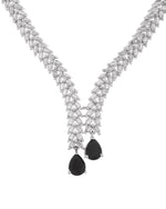 Thumbnail for Jewels Nest Black Stone Diamond-Style Necklace Set With Drop Earrings - Distacart