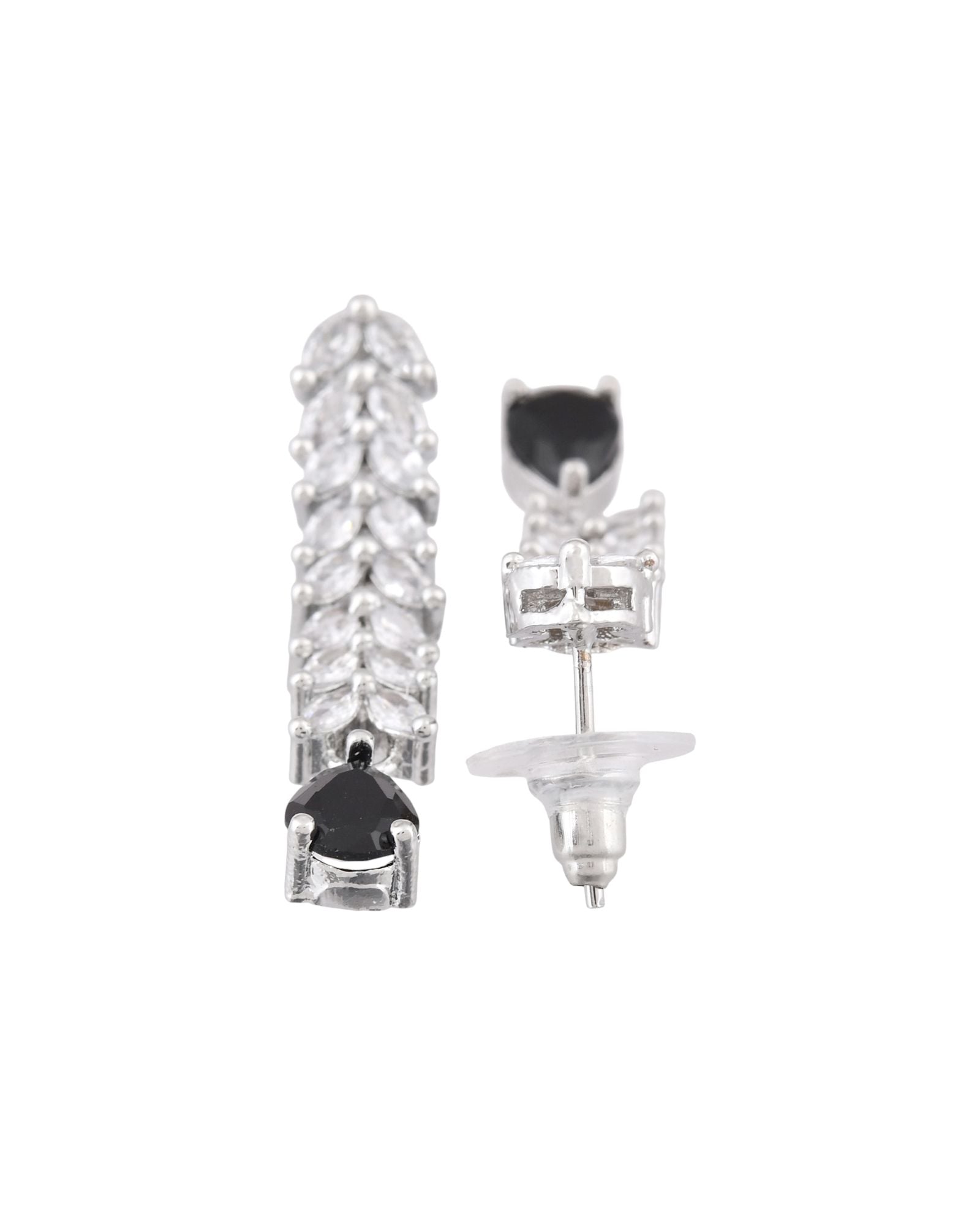 Jewels Nest Black Stone Diamond-Style Necklace Set With Drop Earrings - Distacart