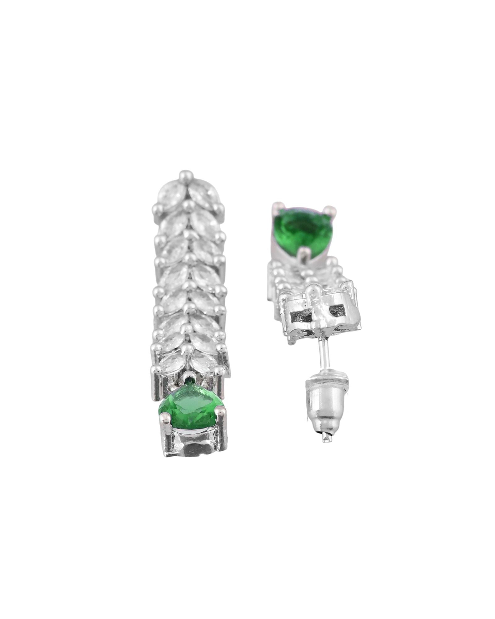 Jewels Nest Emerald Green Diamond-Style Necklace Set With Drop Earrings - Distacart