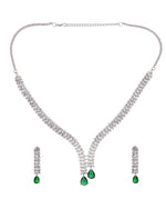 Thumbnail for Jewels Nest Emerald Green Diamond-Style Necklace Set With Drop Earrings - Distacart