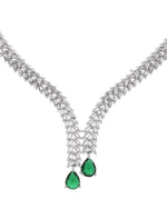 Thumbnail for Jewels Nest Emerald Green Diamond-Style Necklace Set With Drop Earrings - Distacart