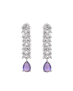 Thumbnail for Jewels Nest Purple Stone Diamond-Style Necklace Set With Drop Earrings - Distacart