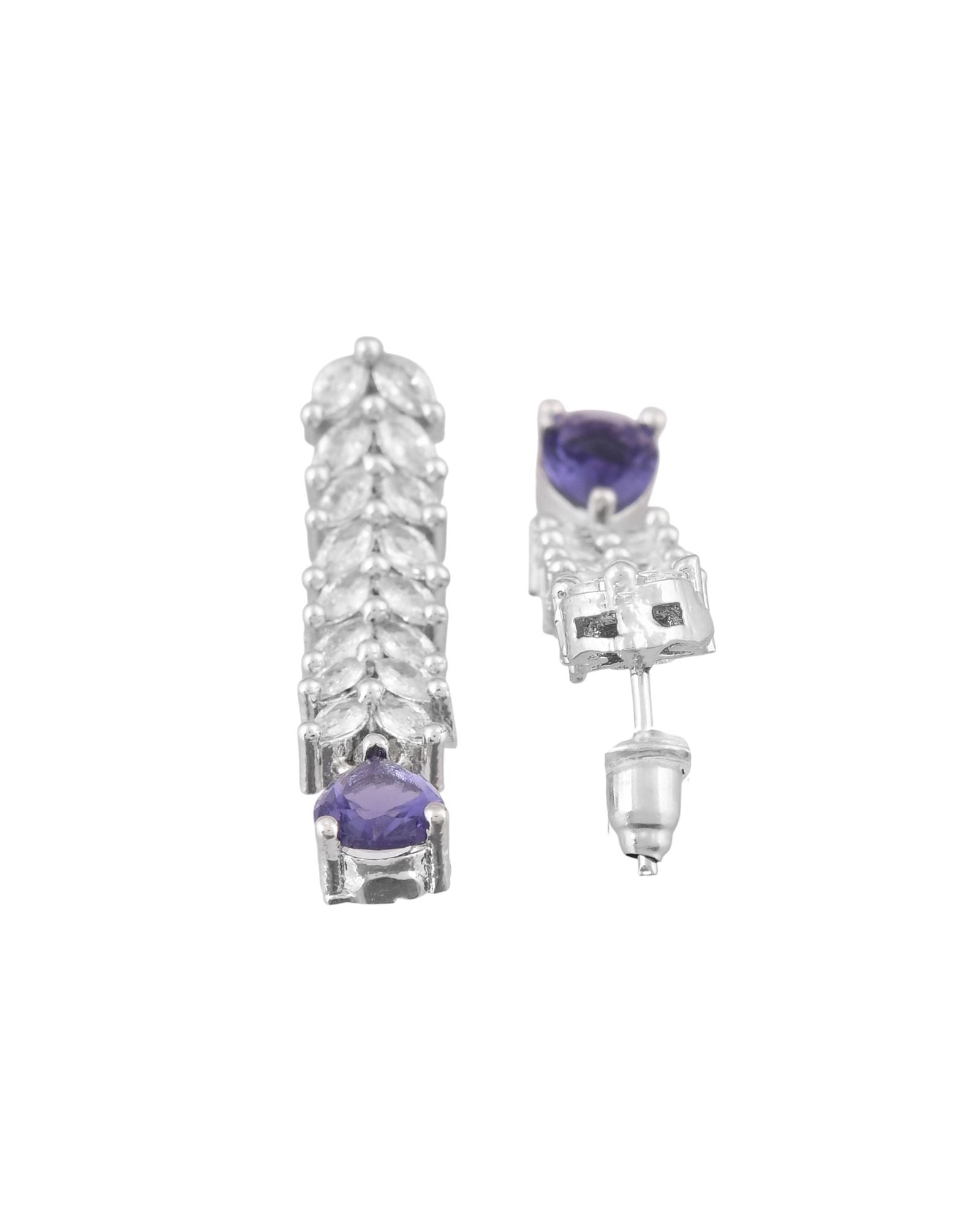 Jewels Nest Purple Stone Diamond-Style Necklace Set With Drop Earrings - Distacart