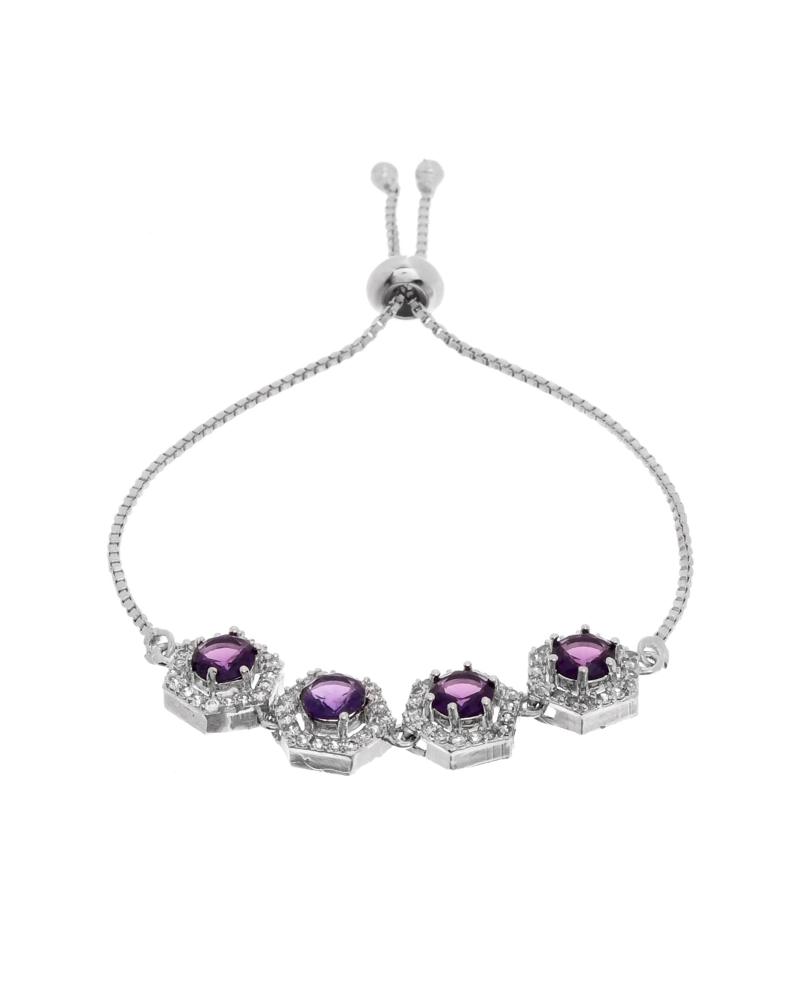 Jewels Nest Purple Stone Diamond-Style Adjustable Bracelet - Distacart