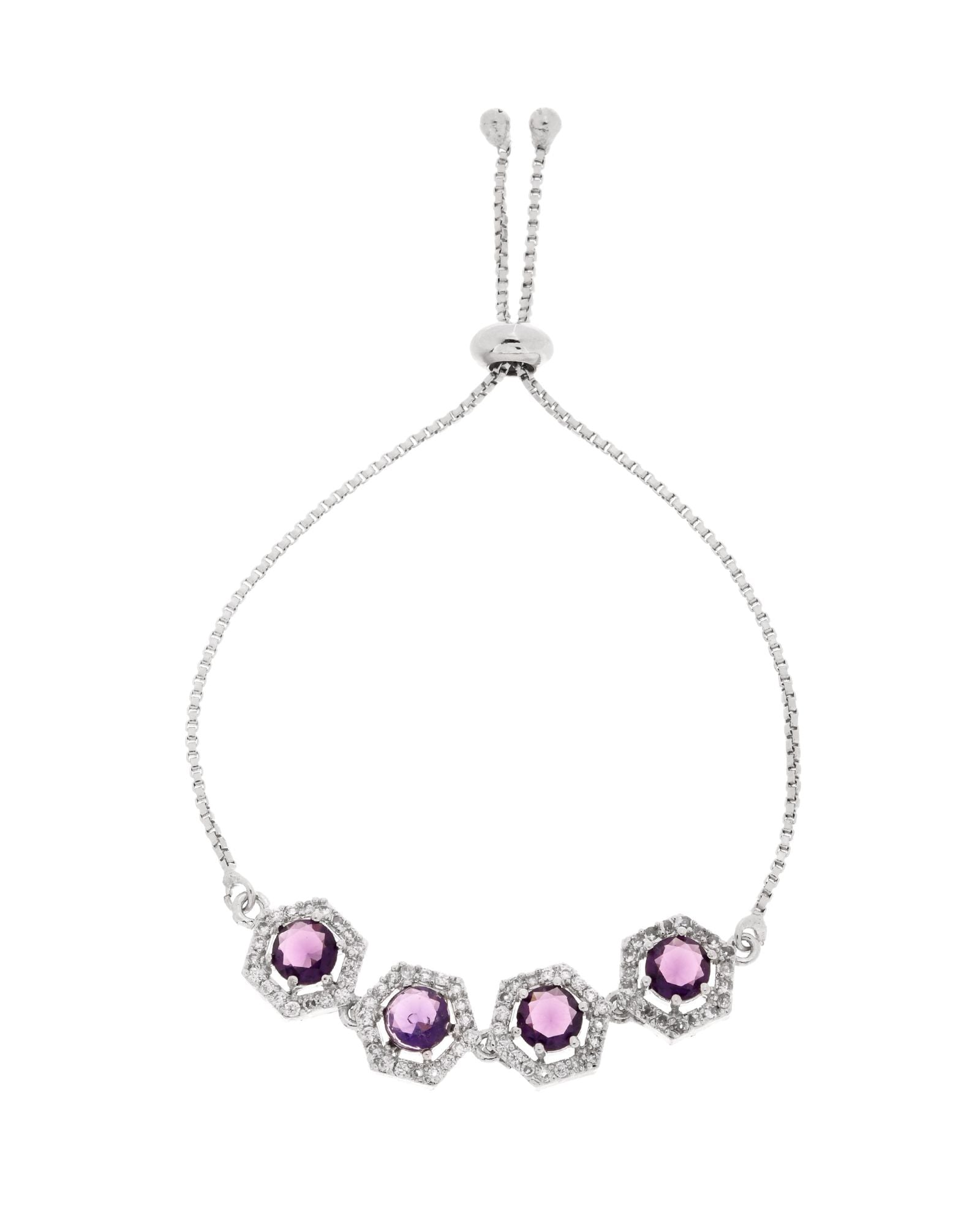 Jewels Nest Purple Stone Diamond-Style Adjustable Bracelet - Distacart