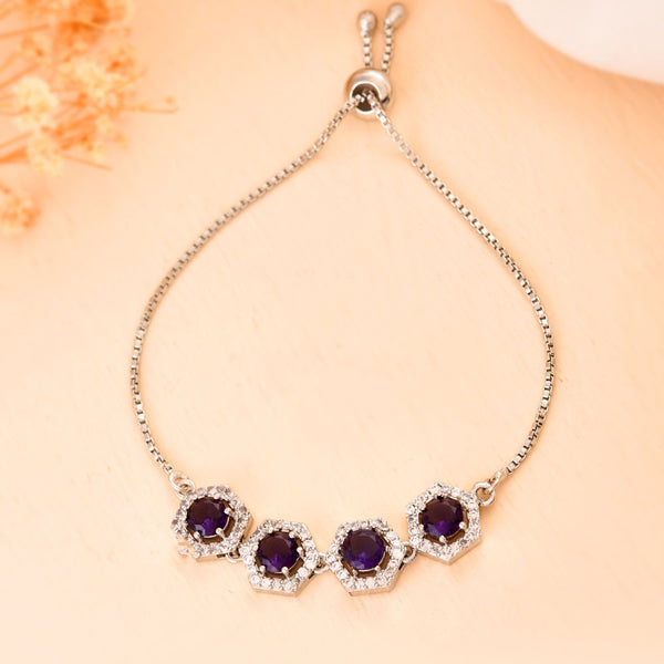 Jewels Nest Purple Stone Diamond-Style Adjustable Bracelet - Distacart