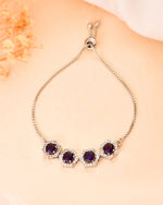 Thumbnail for Jewels Nest Purple Stone Diamond-Style Adjustable Bracelet - Distacart