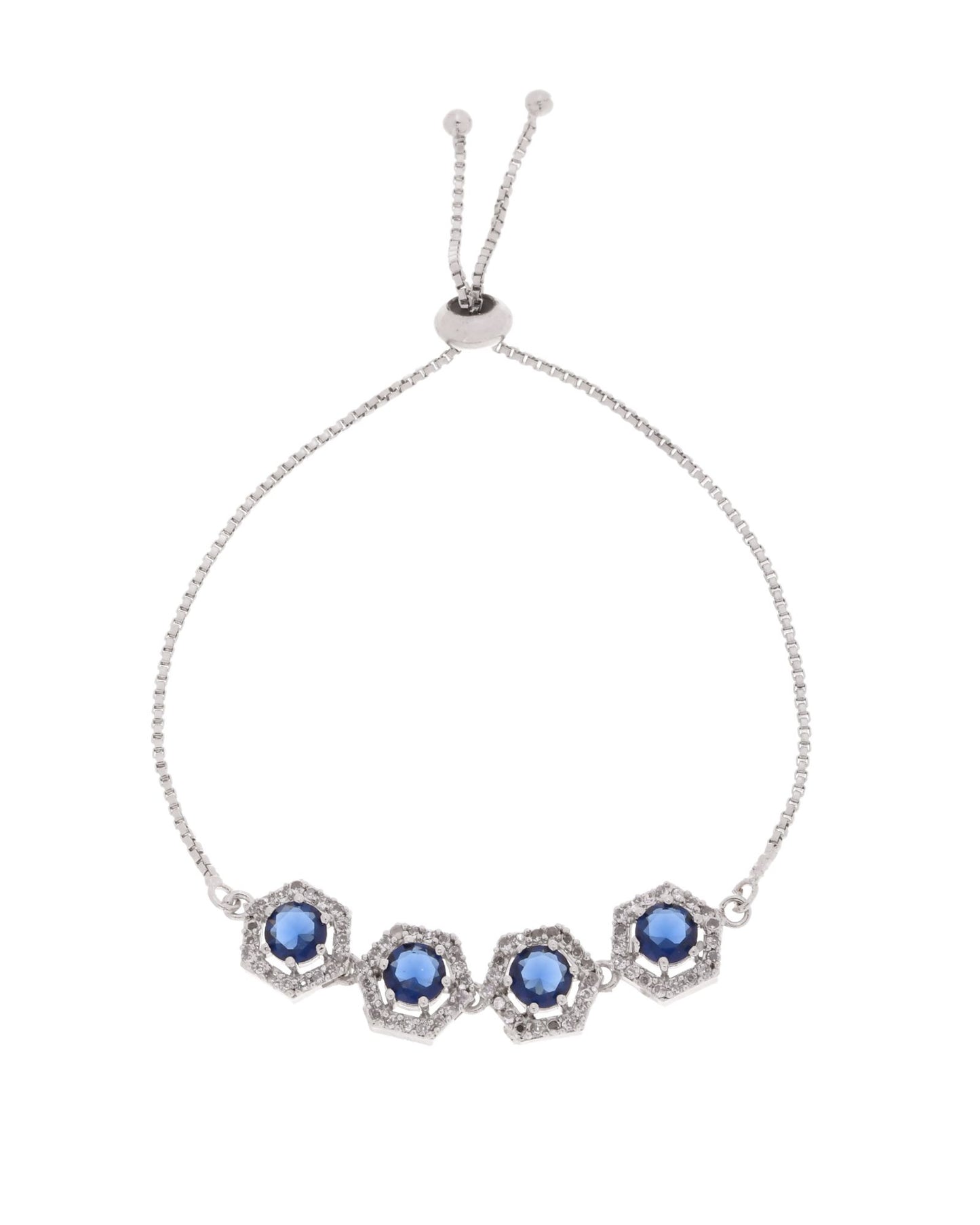 Jewels Nest Blue Stone Diamond-Style Adjustable Bracelet - Distacart