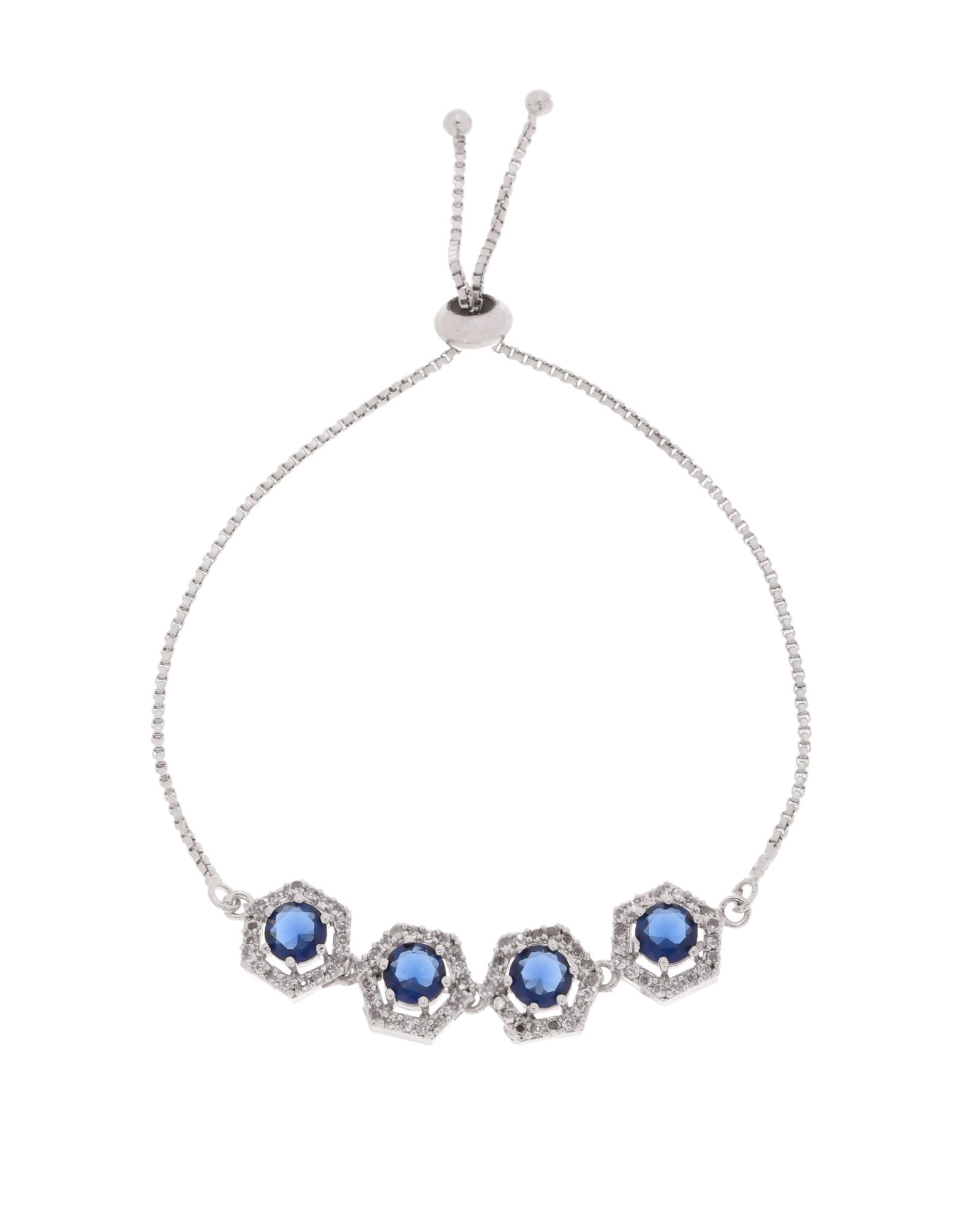 Jewels Nest Blue Stone Diamond-Style Adjustable Bracelet - Distacart