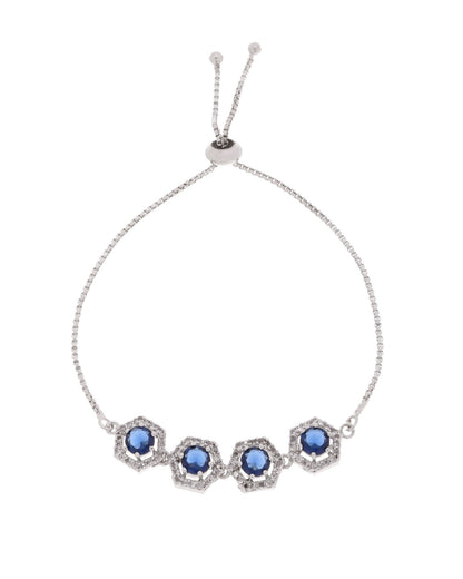 Jewels Nest Blue Stone Diamond-Style Adjustable Bracelet - Distacart
