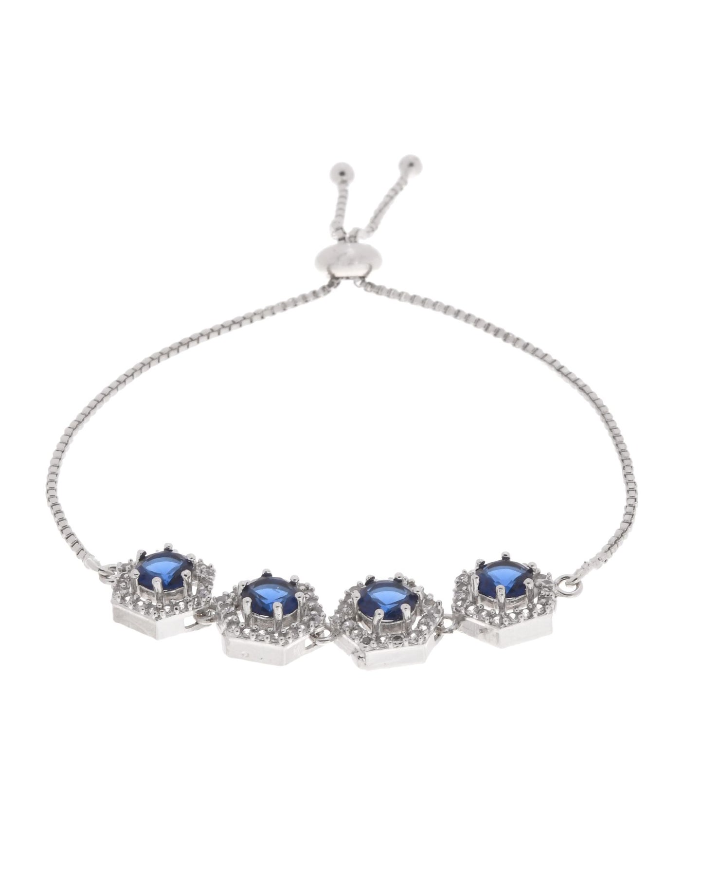 Jewels Nest Blue Stone Diamond-Style Adjustable Bracelet - Distacart