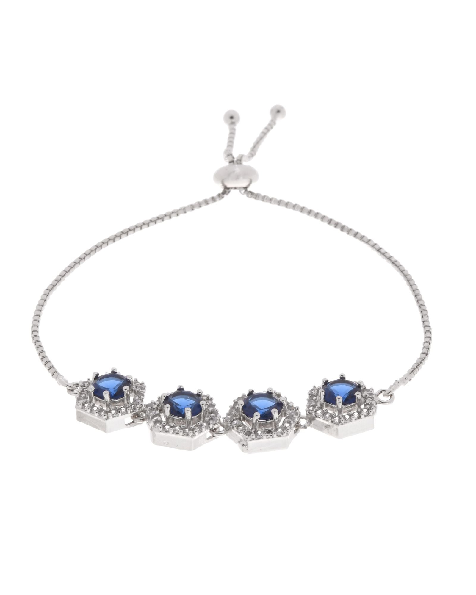 Jewels Nest Blue Stone Diamond-Style Adjustable Bracelet - Distacart