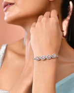 Thumbnail for Jewels Nest Pink Oval Stone Diamond-Style Adjustable Bracelet - Distacart