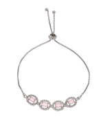 Thumbnail for Jewels Nest Pink Oval Stone Diamond-Style Adjustable Bracelet - Distacart