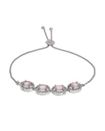 Thumbnail for Jewels Nest Pink Oval Stone Diamond-Style Adjustable Bracelet - Distacart