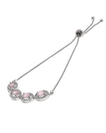Thumbnail for Jewels Nest Pink Oval Stone Diamond-Style Adjustable Bracelet - Distacart