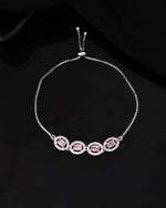 Thumbnail for Jewels Nest Pink Oval Stone Diamond-Style Adjustable Bracelet - Distacart