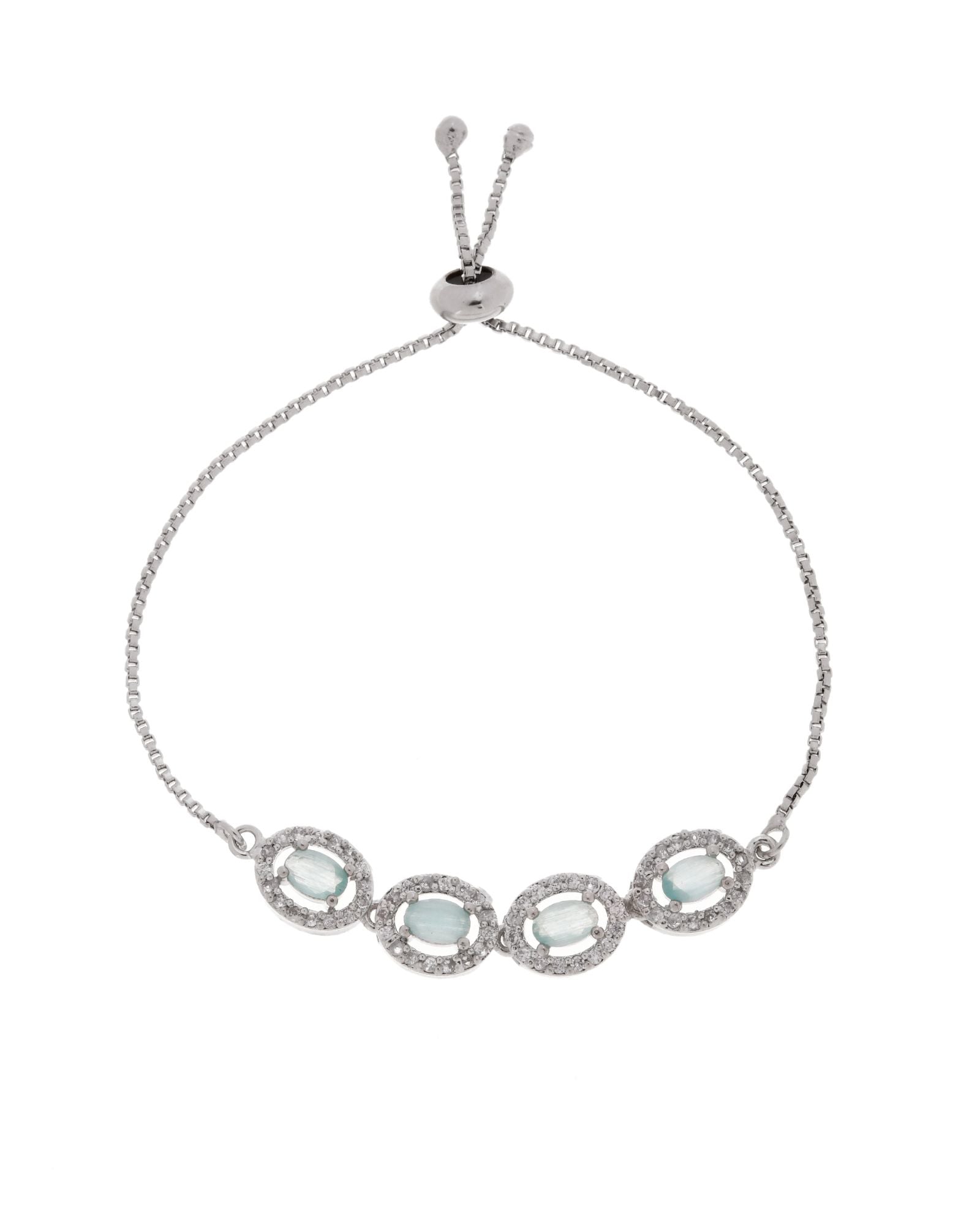 Jewels Nest Mint Green Oval Stone Diamond-Style Adjustable Bracelet - Distacart