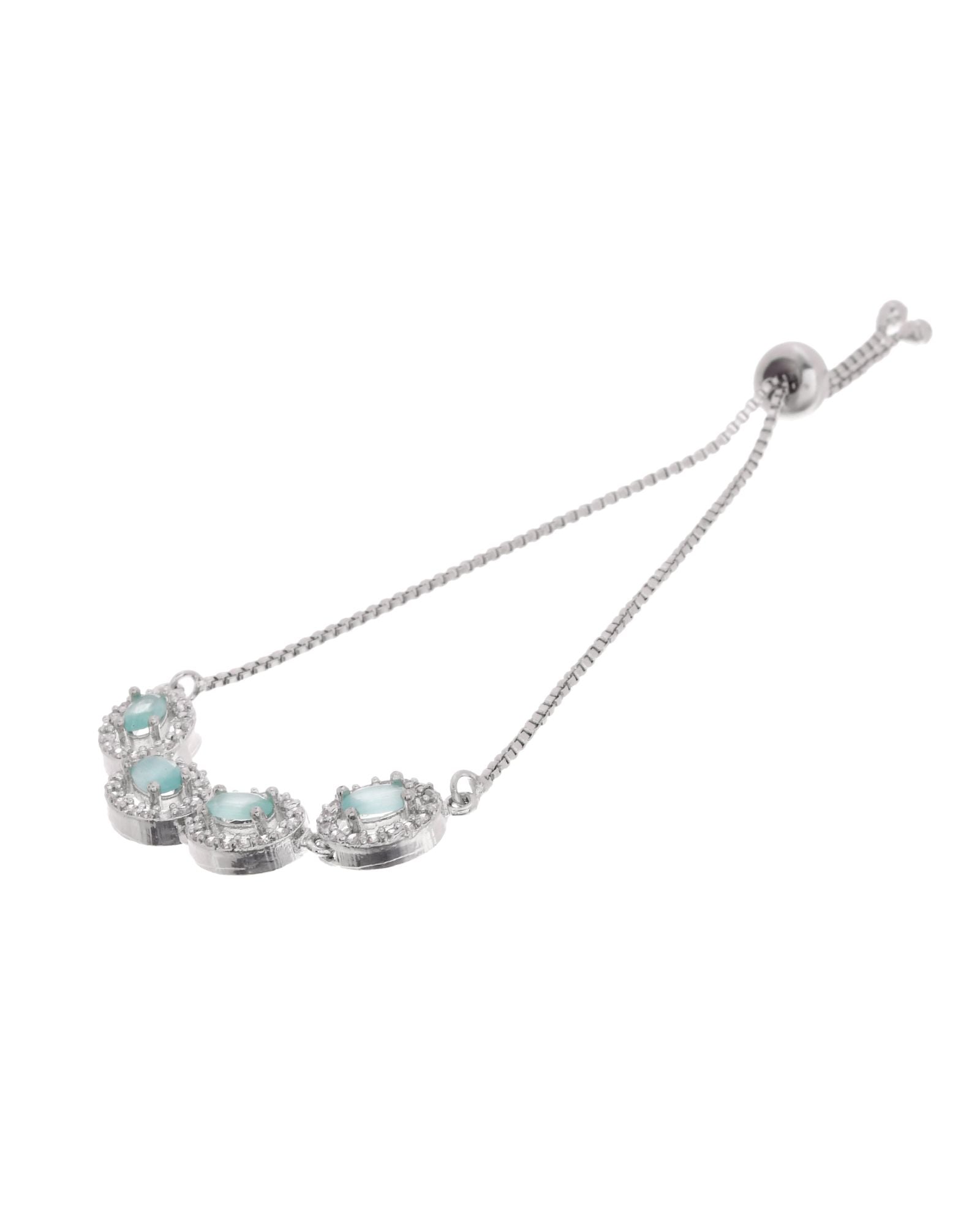 Jewels Nest Mint Green Oval Stone Diamond-Style Adjustable Bracelet - Distacart