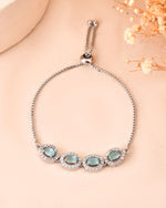 Thumbnail for Jewels Nest Mint Green Oval Stone Diamond-Style Adjustable Bracelet - Distacart