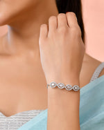 Thumbnail for Jewels Nest Classic Oval White Stone Diamond-Style Adjustable Bracelet - Distacart