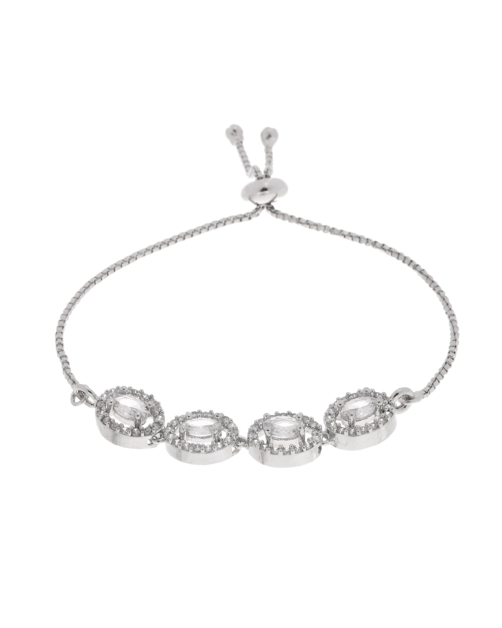Jewels Nest Classic Oval White Stone Diamond-Style Adjustable Bracelet - Distacart
