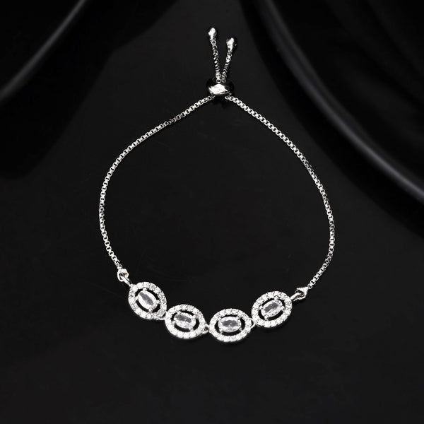Jewels Nest Classic Oval White Stone Diamond-Style Adjustable Bracelet - Distacart