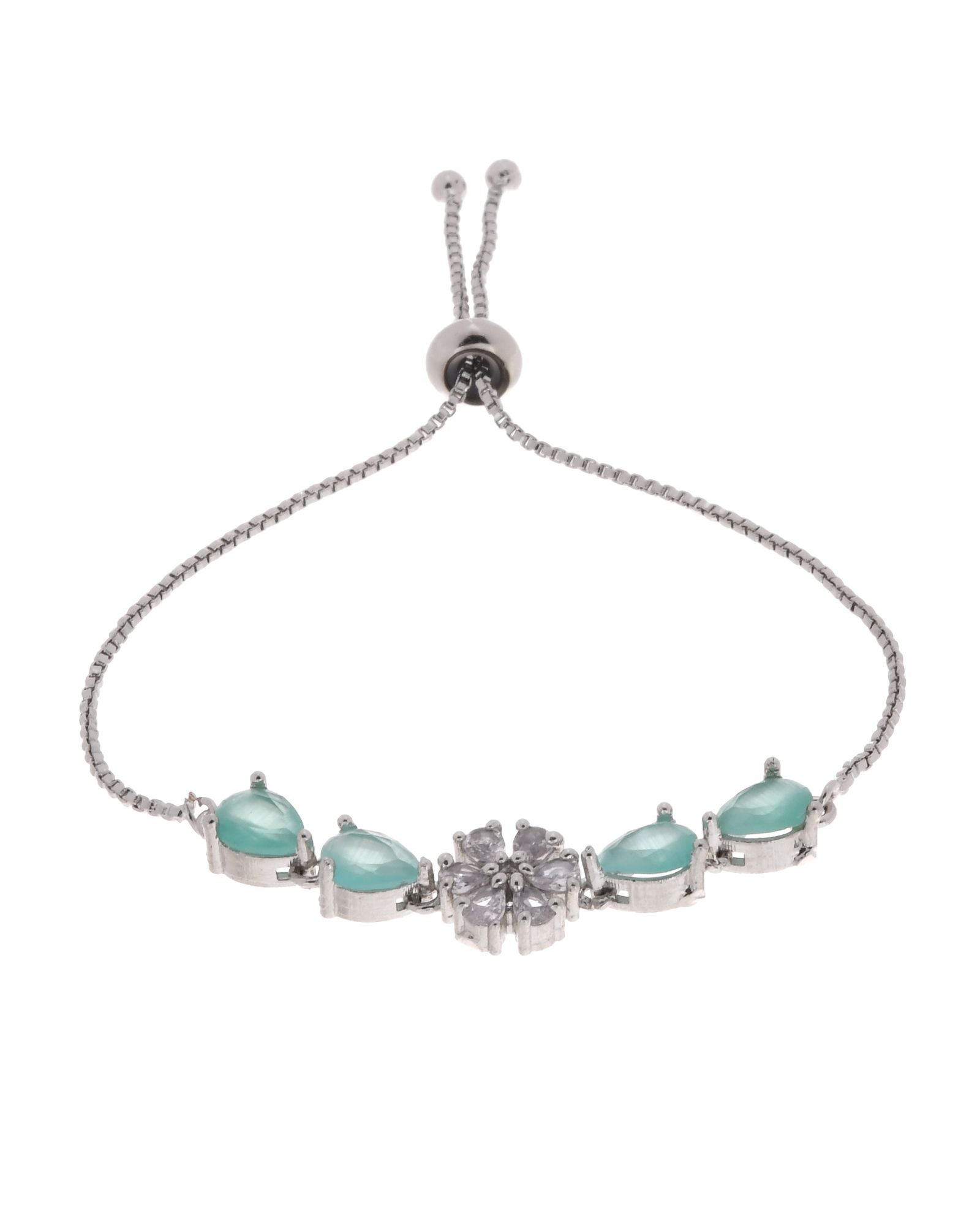 Jewels Nest Mint Green Floral Diamond-Style Adjustable Bracelet For Women - Distacart