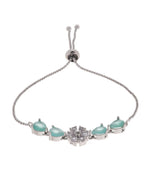 Thumbnail for Jewels Nest Mint Green Floral Diamond-Style Adjustable Bracelet For Women - Distacart