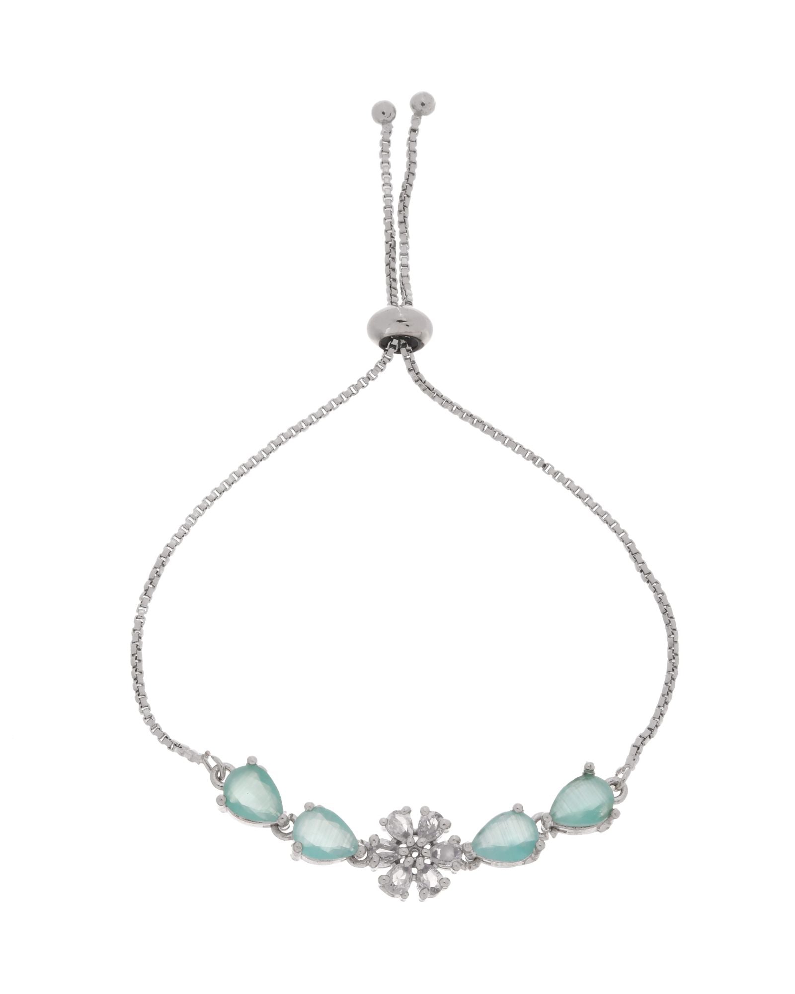 Jewels Nest Mint Green Floral Diamond-Style Adjustable Bracelet For Women - Distacart