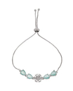 Thumbnail for Jewels Nest Mint Green Floral Diamond-Style Adjustable Bracelet For Women - Distacart