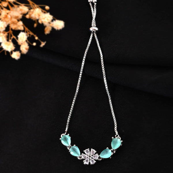 Jewels Nest Mint Green Floral Diamond-Style Adjustable Bracelet For Women - Distacart