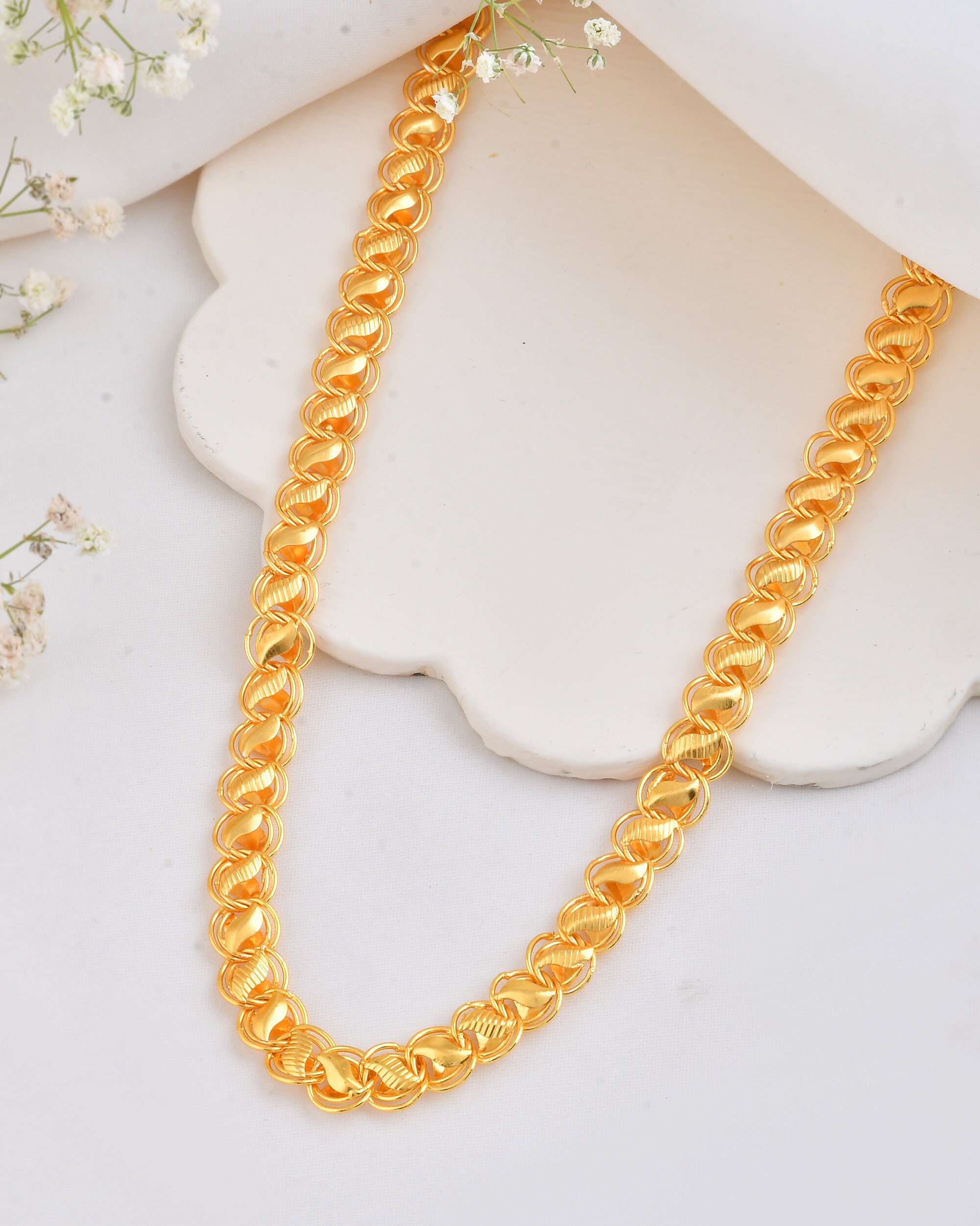 Jewels Nest Elegant Gold-Polished Lotus Link Chain – Premium Brass Jewelry Chain - Distacart