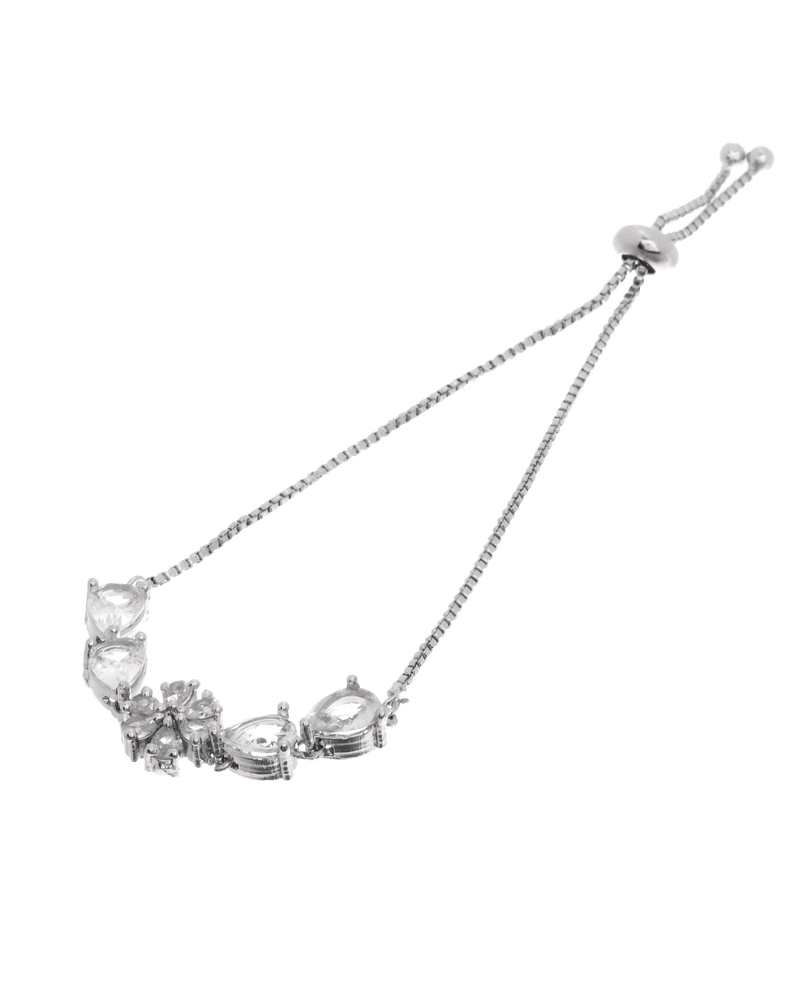 Jewels Nest Classic White Floral Diamond-Style Adjustable Bracelet - Distacart