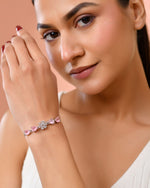 Thumbnail for Jewels Nest Soft Pink Floral Diamond-Style Adjustable Bracelet - Distacart