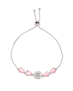 Thumbnail for Jewels Nest Soft Pink Floral Diamond-Style Adjustable Bracelet - Distacart