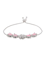 Thumbnail for Jewels Nest Soft Pink Floral Diamond-Style Adjustable Bracelet - Distacart