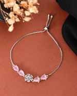 Thumbnail for Jewels Nest Soft Pink Floral Diamond-Style Adjustable Bracelet - Distacart