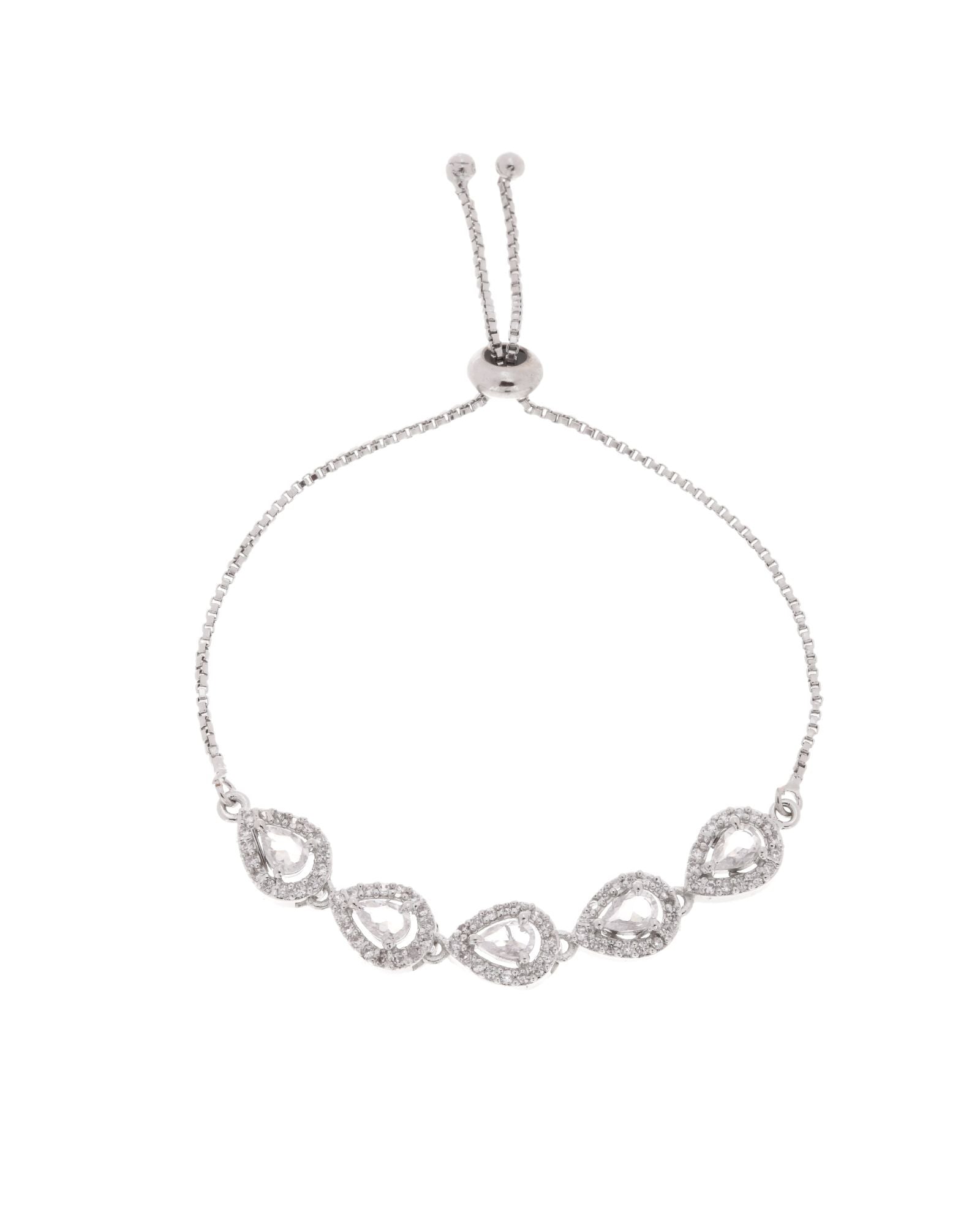 Jewels Nest White Teardrop Diamond-Style Adjustable Bracelet - Distacart