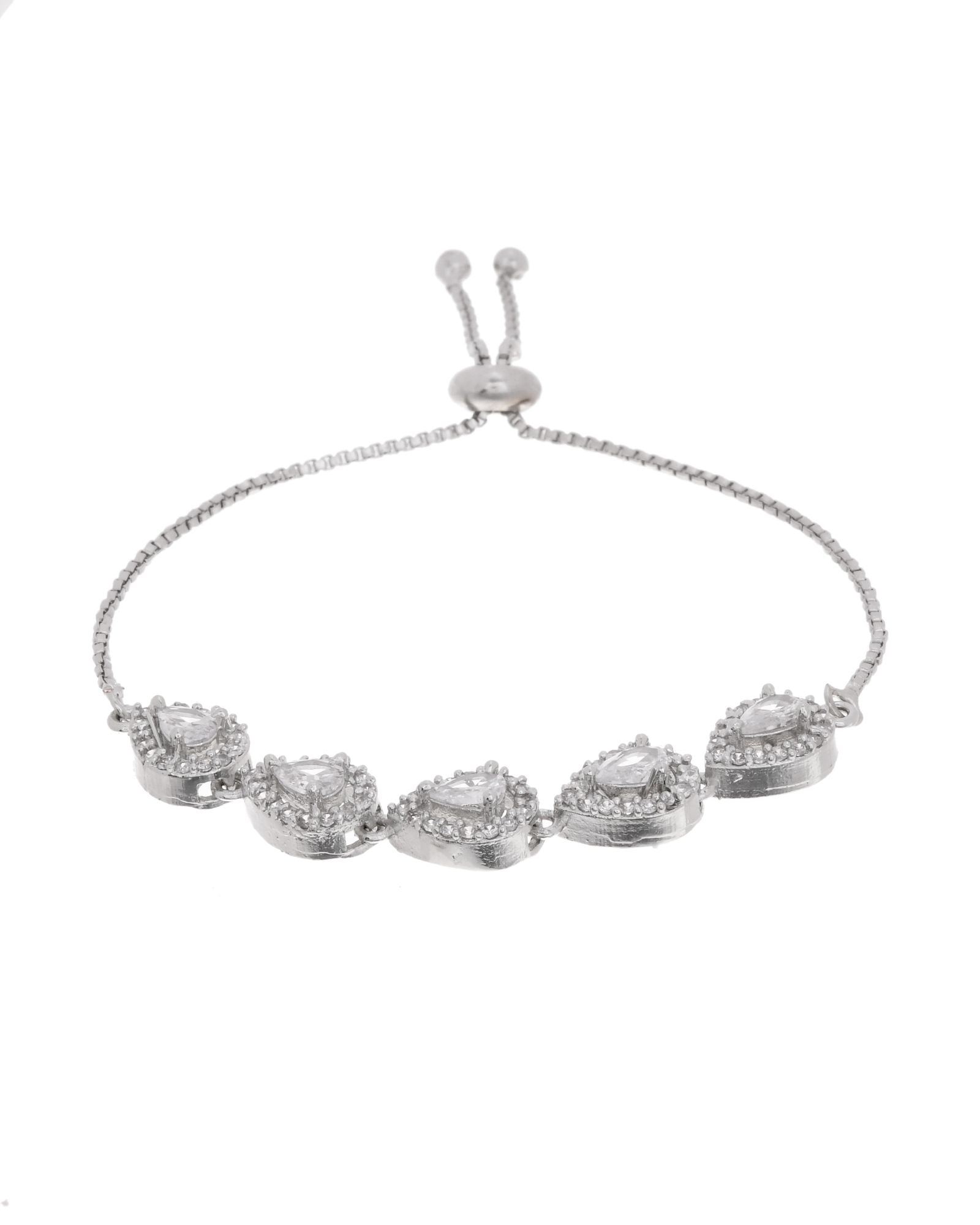 Jewels Nest White Teardrop Diamond-Style Adjustable Bracelet - Distacart