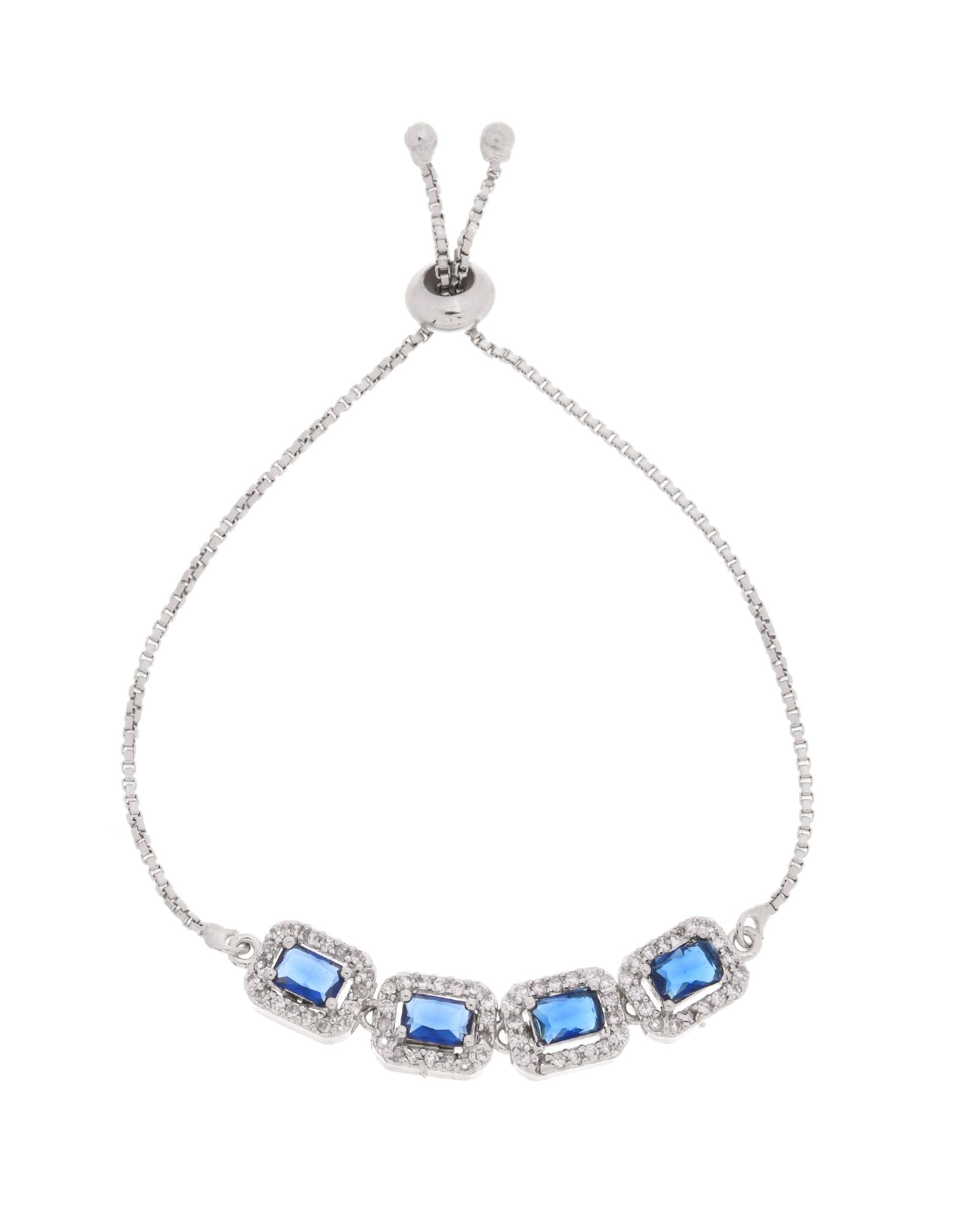 Jewels Nest Navy Blue Square Stone Diamond-Style Adjustable Bracelet - Distacart