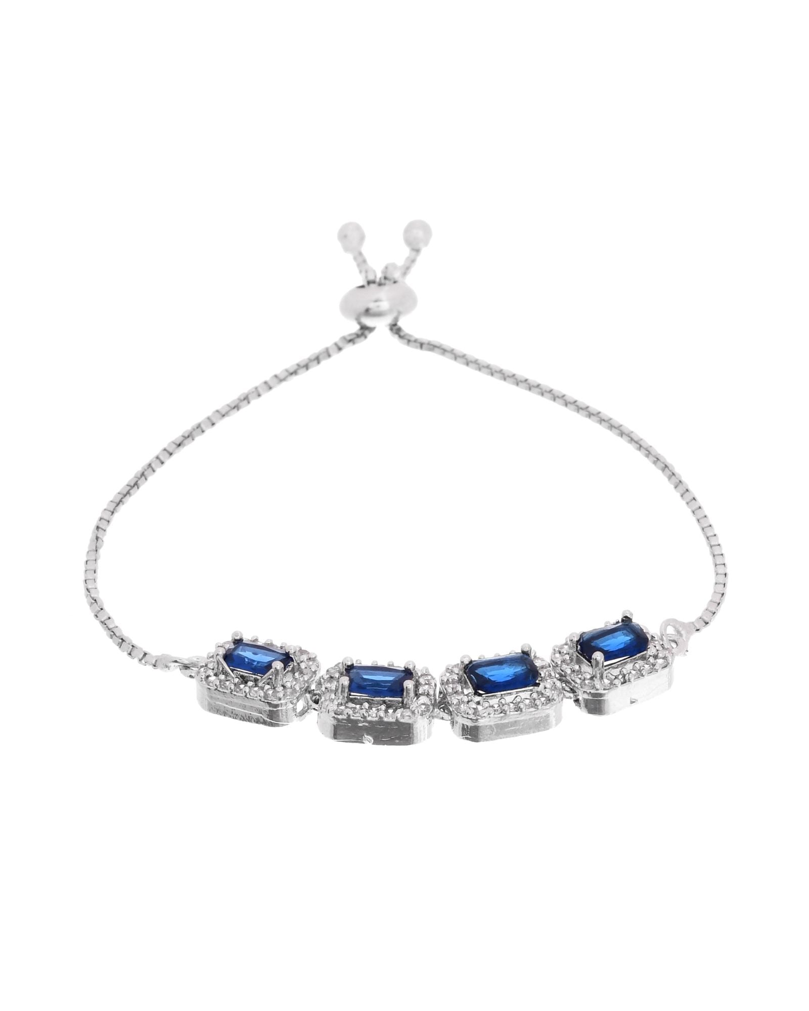Jewels Nest Navy Blue Square Stone Diamond-Style Adjustable Bracelet - Distacart