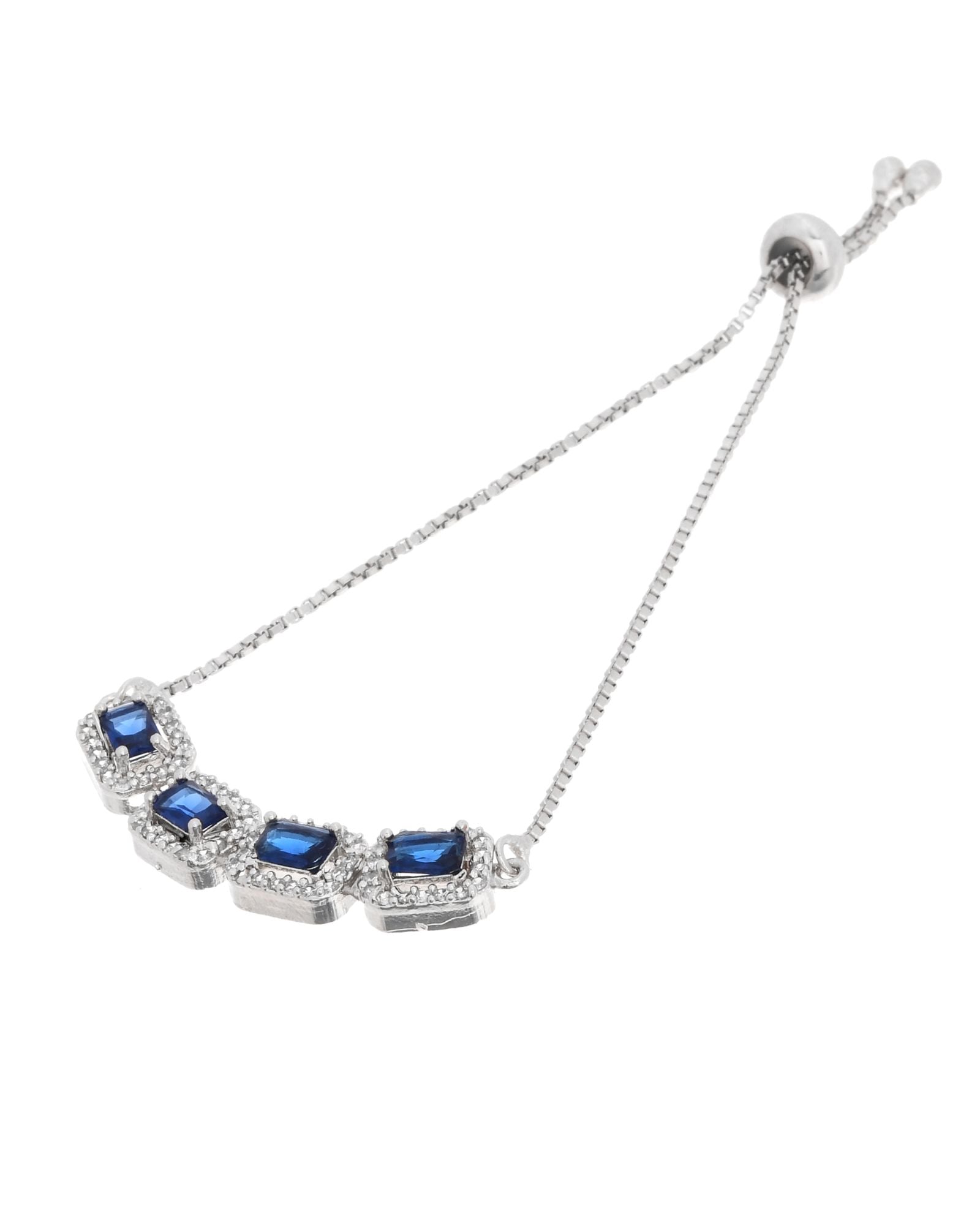 Jewels Nest Navy Blue Square Stone Diamond-Style Adjustable Bracelet - Distacart